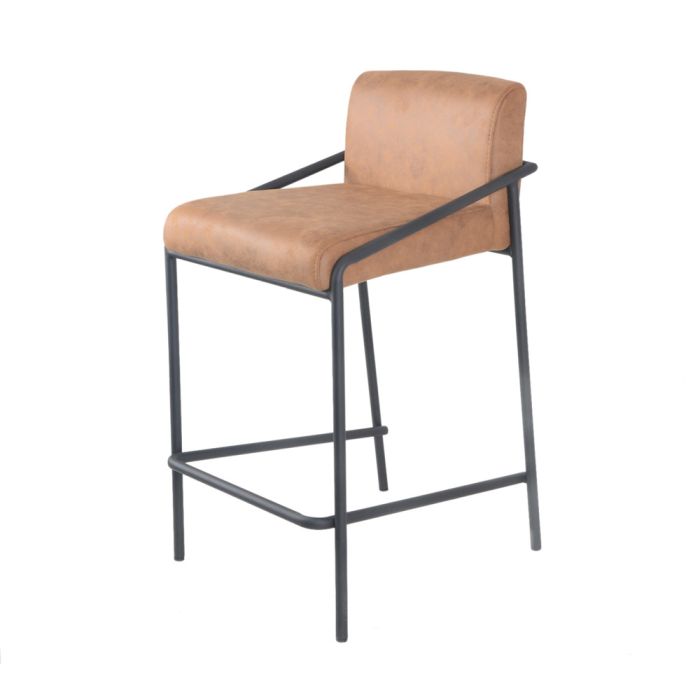 Bar stool metal 65 cm leather look Lev - Cognac