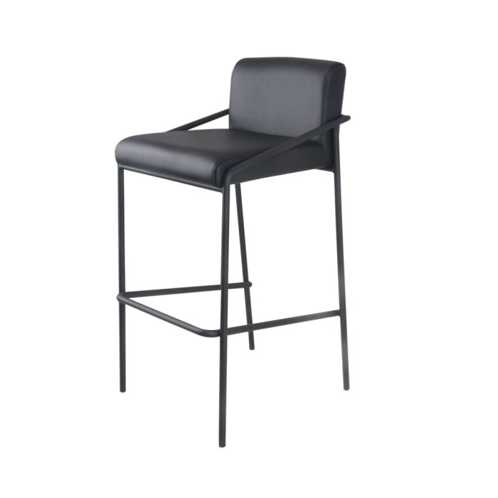 Bar stool metal artificial leather 75 cm Lev - Vegan leather black