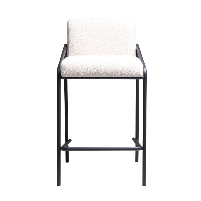 Bar stool Velvet Velvet and Bouclé Metal 65 cm Lev - Bouclé Beige