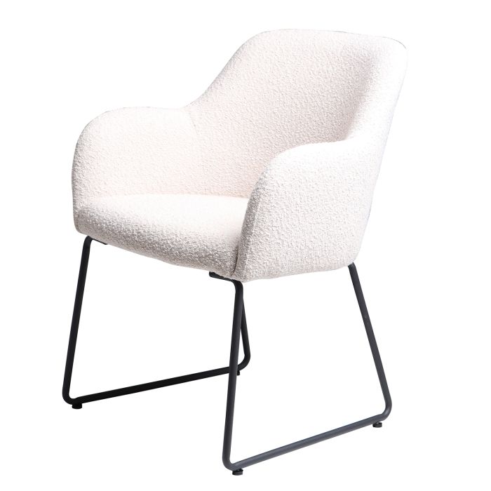 Ted Slim Dining room chair with armrests Bouclé - Beige
