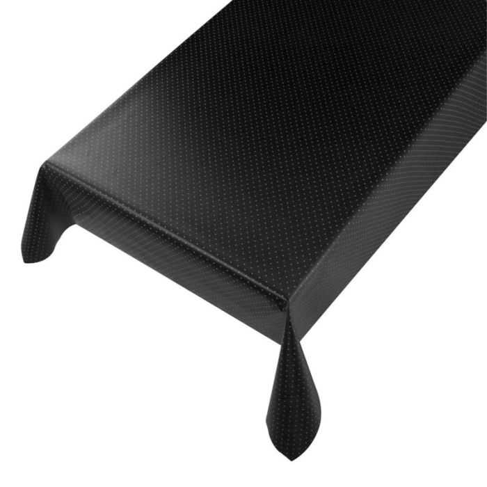 Jacquard Diamond Tablecloth Coated Linen black 140cmx20mtr