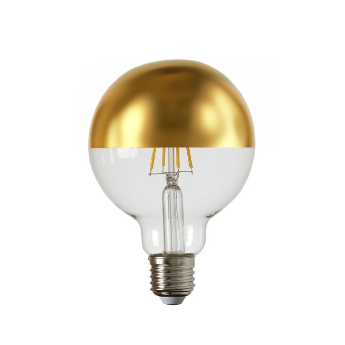 Deco LED globe Ø9,5x14 cm LIGHT 4W clear+matt gold E27 dimm