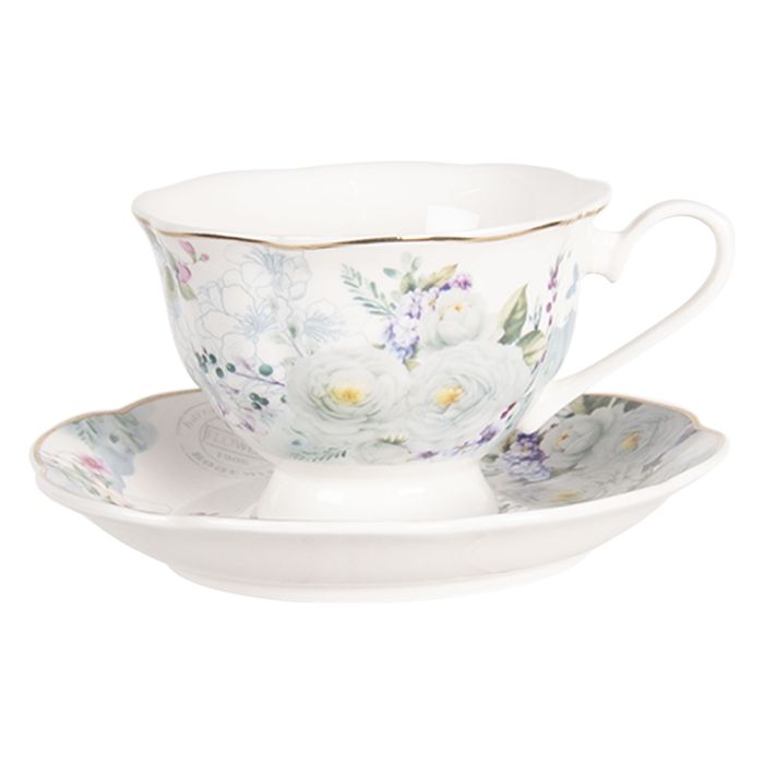 Cup and saucer 12x9x7 cm / Ø 14x2 cm / 220 ml - pcs