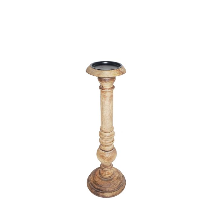 candle holder mango wood round 20cm