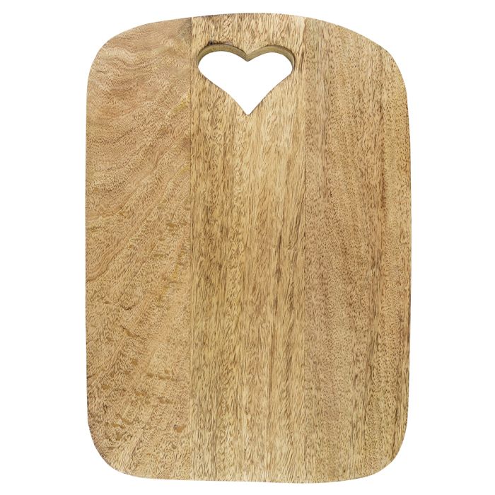 chopping board heart mango wood 35cm
