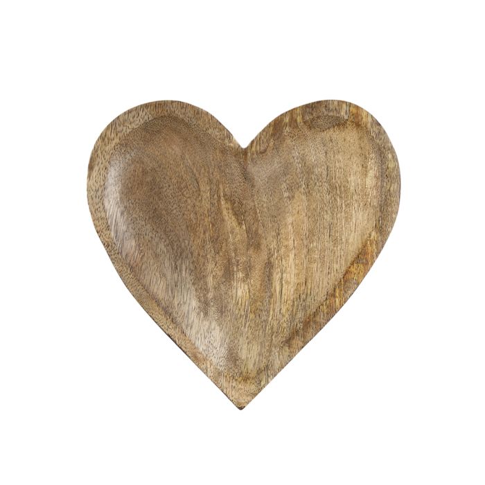 bowl heart mango wood 20cm