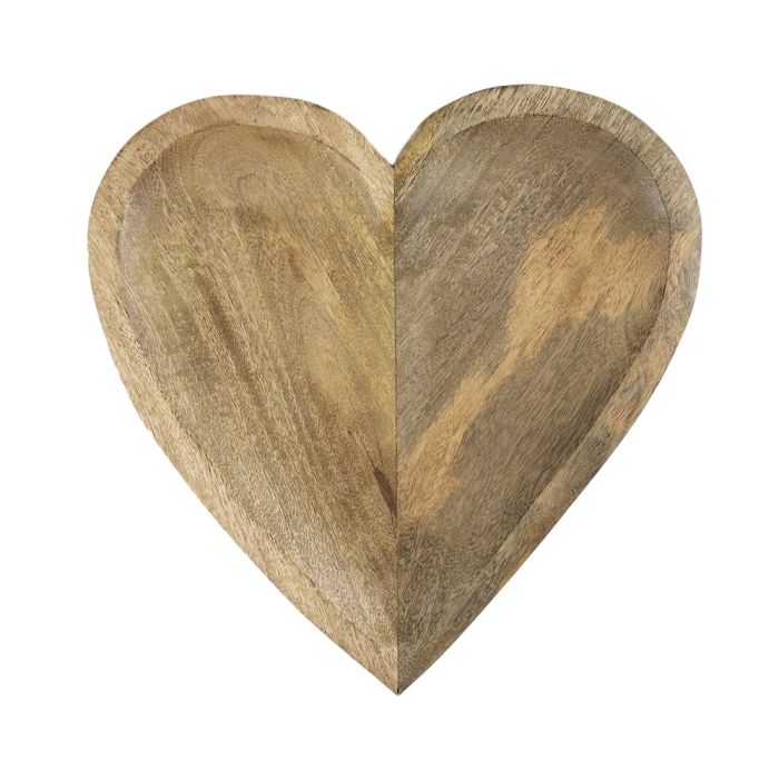 bowl heart mango wood 30cm