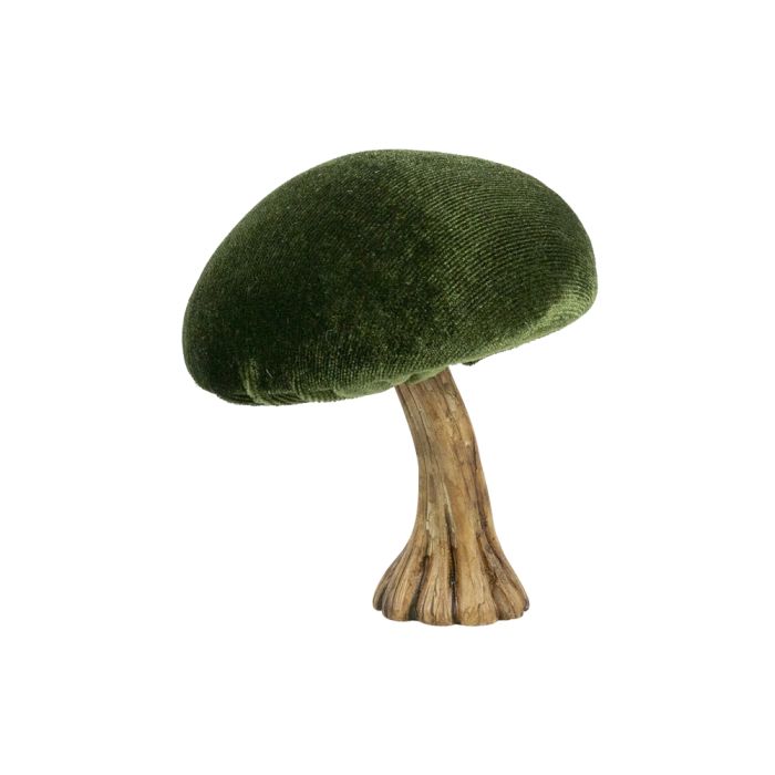 velvet decoration mushroom green 10cm