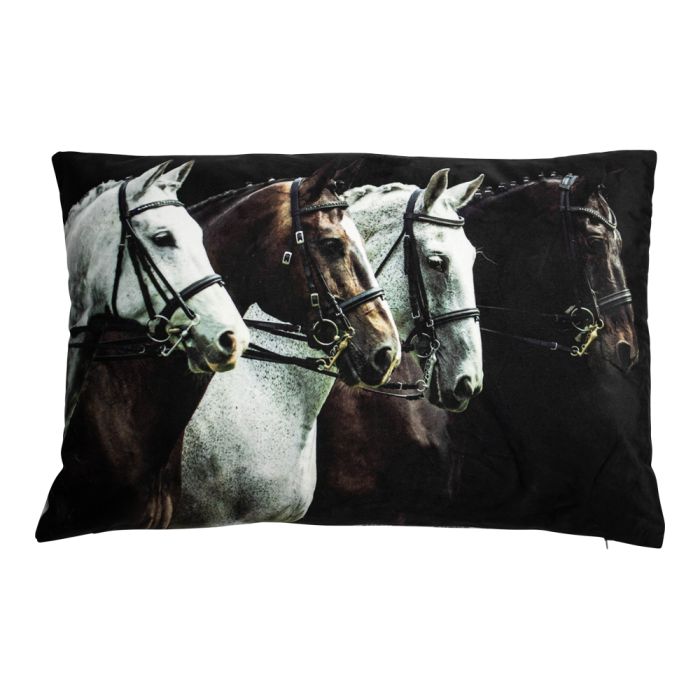cushion velvet country horses 40x60cm