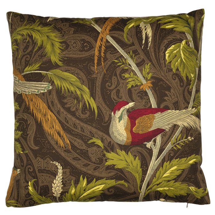 cushion woven paisley bird taupe 45x45cm