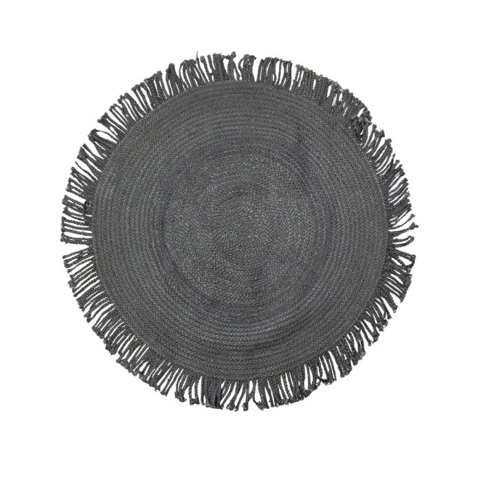 jute rug black fringes Ø120cm