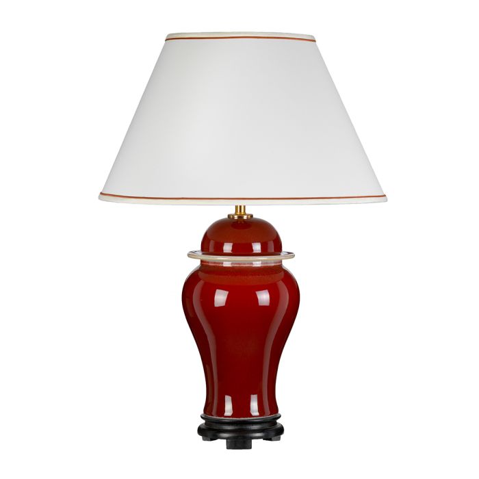 Oxblood Temple Jar 1 Light Table Lamp with Tall Empire Shade
