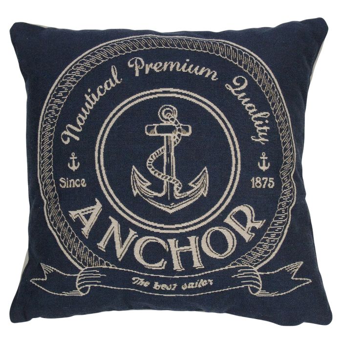 gobelin cushion navy blue anchor 45x45cm