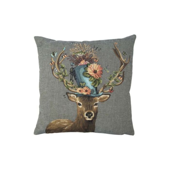 gobelin cushion funky deer hat 45x45cm