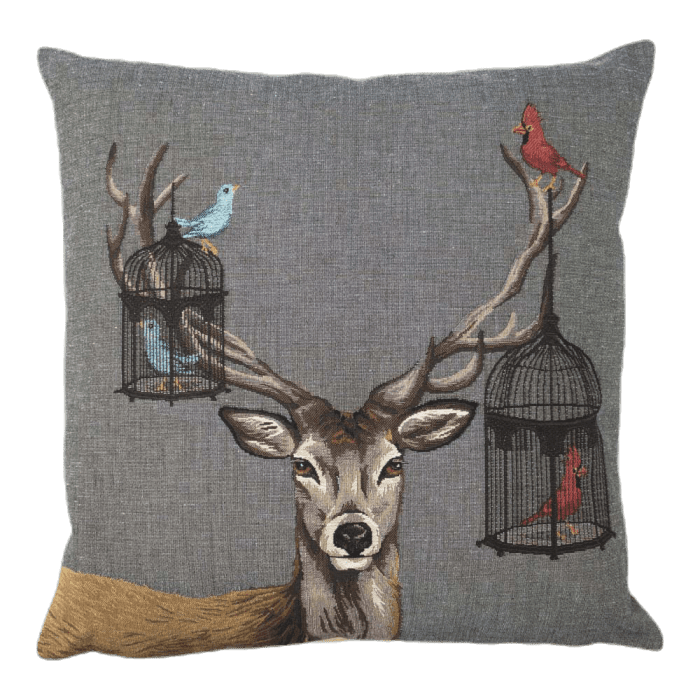gobelin cushion funky deer birdcage 45x45cm