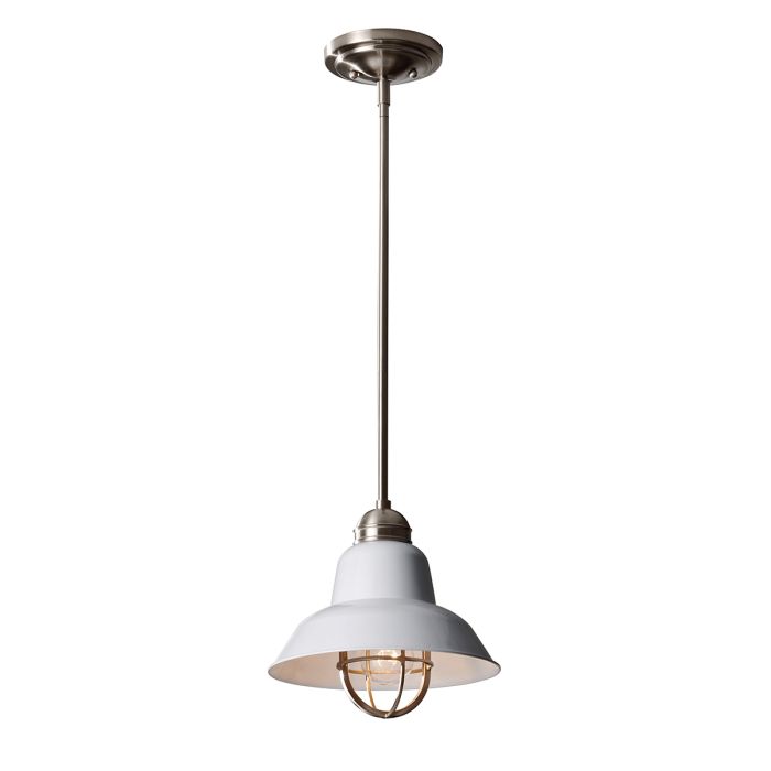 Urban Renewal 1 Light Mini Pendant - Brushed Steel/Glossy White