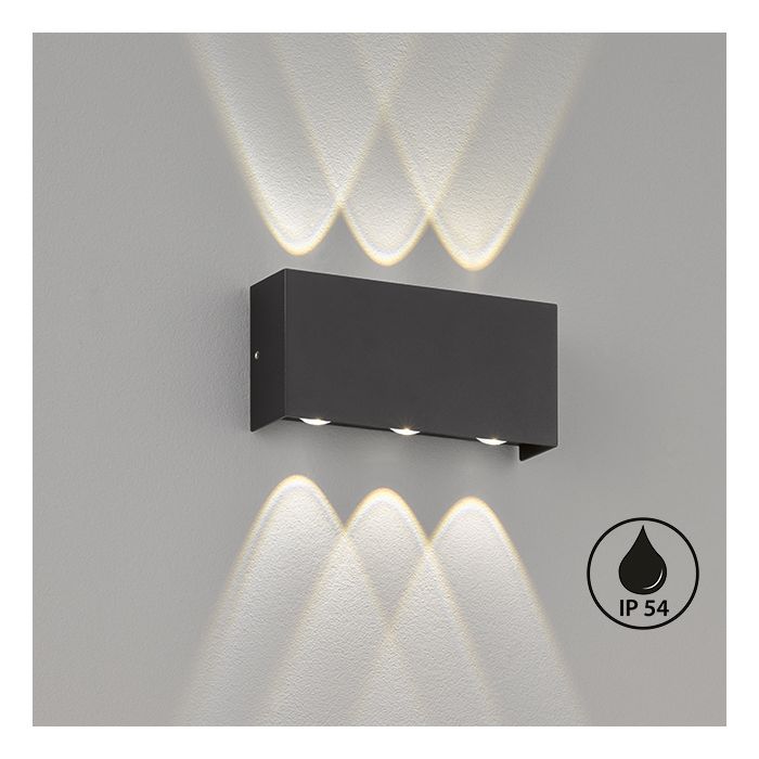 Lámpara de pared, luz exterior, Nairobi | 6x LED 1,5 W