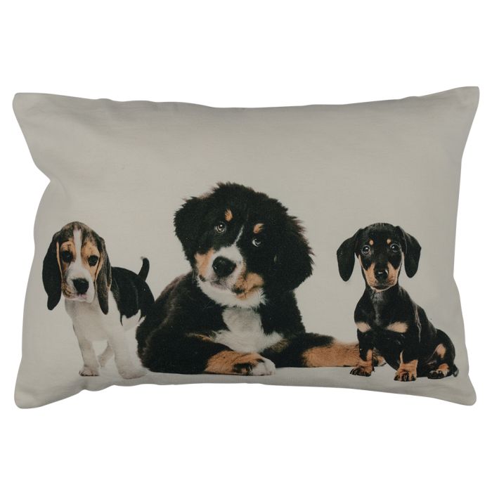 canvas cushion mix puppies 35x50cm