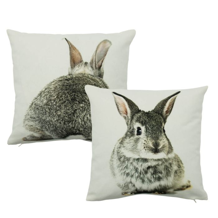canvas cushion rabbit grey double-sided 33x33cm