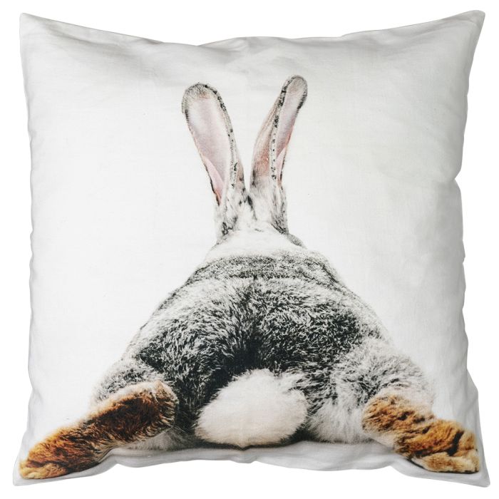 canvas cushion rabbit stretched legs 50x50cm