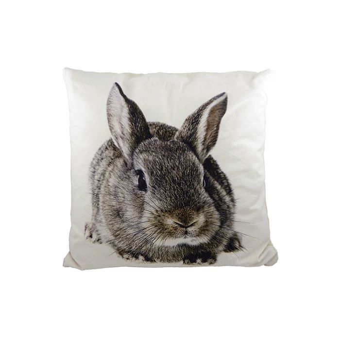 canvas cushion rabbit brown/grey 50x50cm