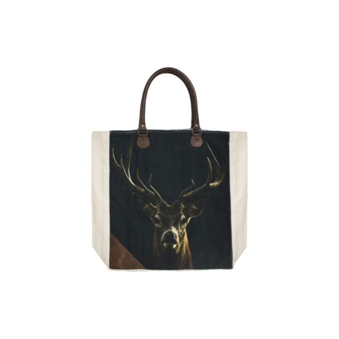 canvas shopper black red deer