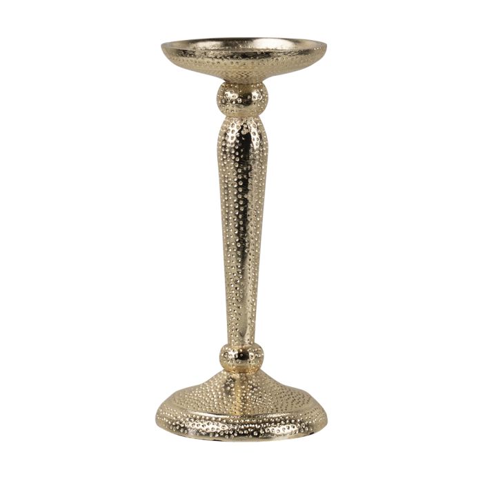 candlestick hammered champagne gold 22x10cm