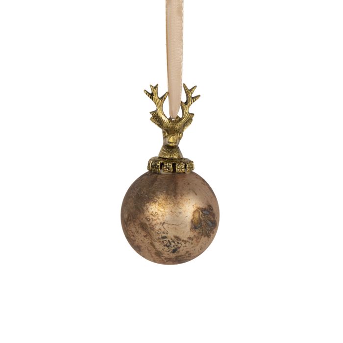 decoration ball deer antique brown 8cm