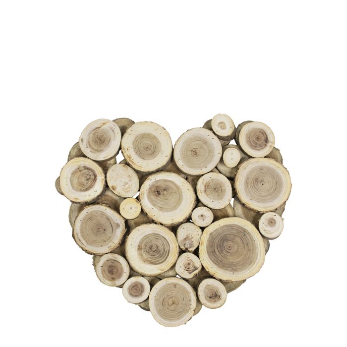 wood mix wall decoration heart small 30cm