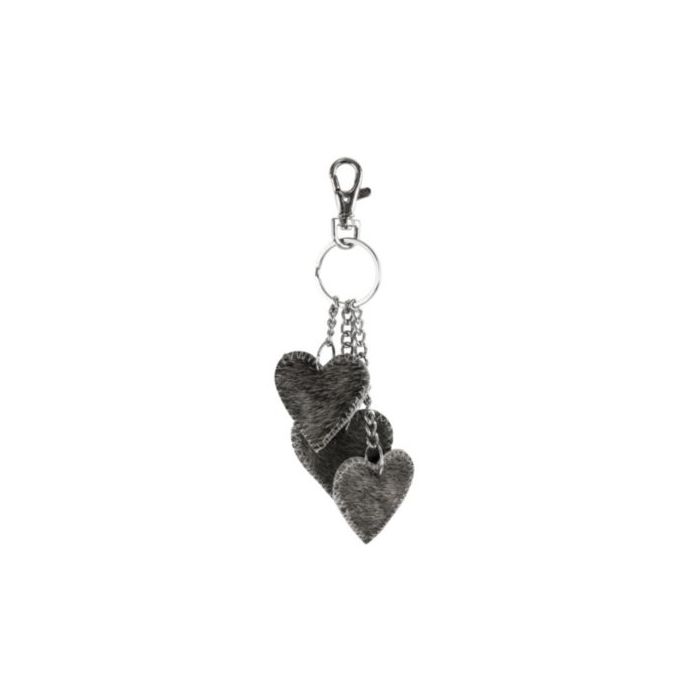 Key chain 3 hearts grey 12cm (bos taurus taurus)