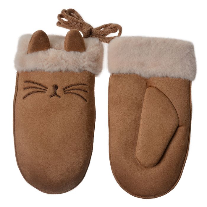 Mittens child 10x20 cm brown - set