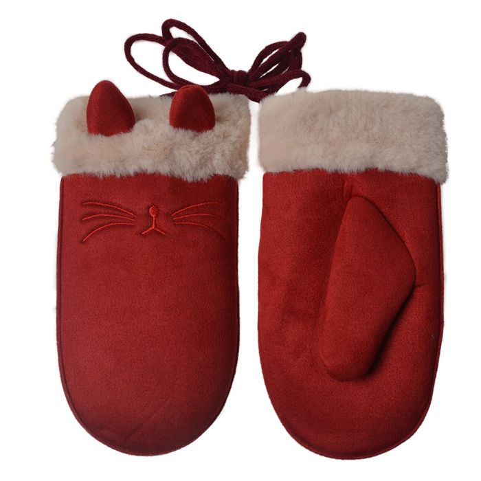 Mittens child 10x20 cm red - set