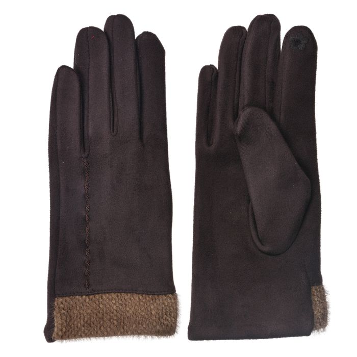 Gloves 8x24 cm brown - set