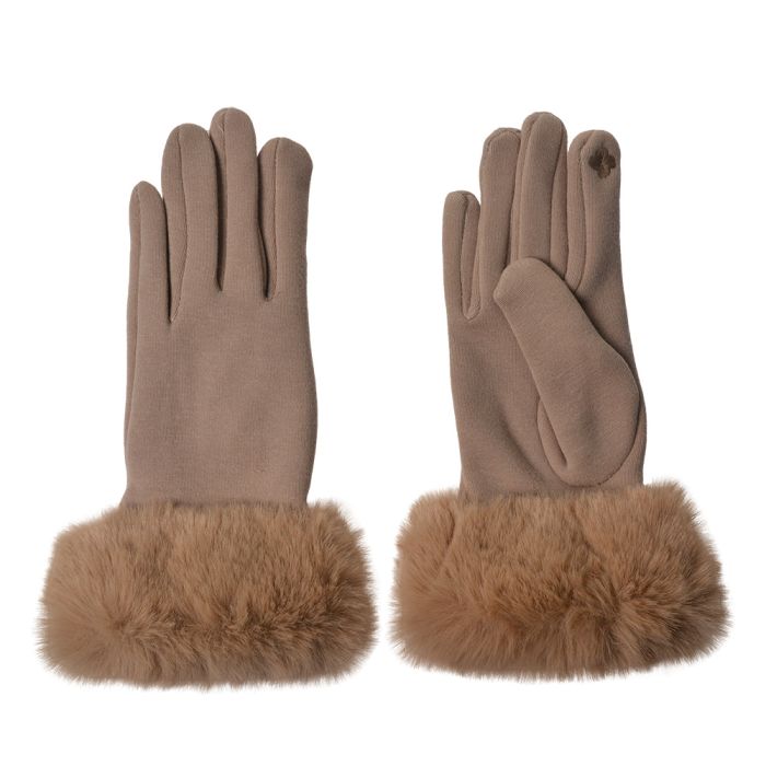 Gloves 8x24 cm beige - set