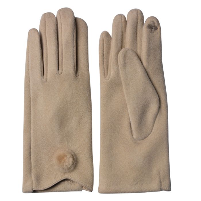 Gloves 9x24 cm beige - set