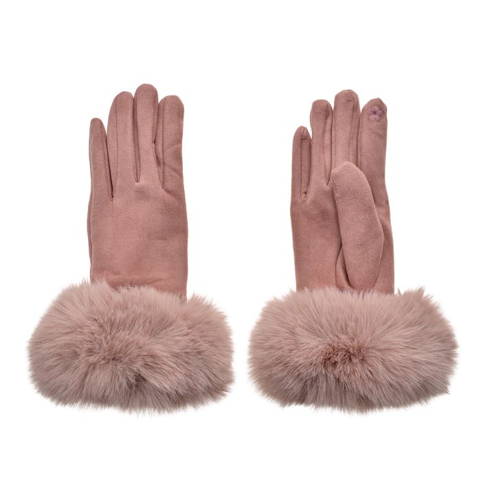 Gloves 9x24 cm pink - set