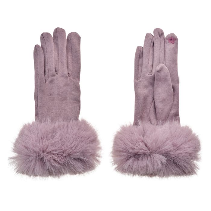 Gloves 9x24 cm purple - set