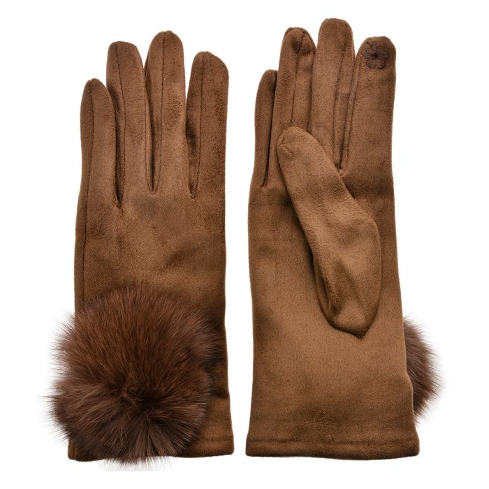 Gloves 9x24 cm brown - set     