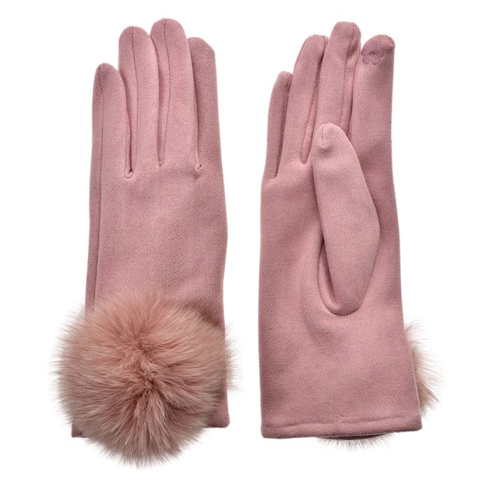 Gloves 9x24 cm pink - set