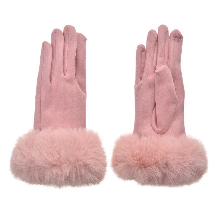 Gloves 9x24 cm pink - set