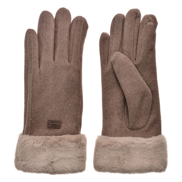 Gloves 9x24 cm brown - set