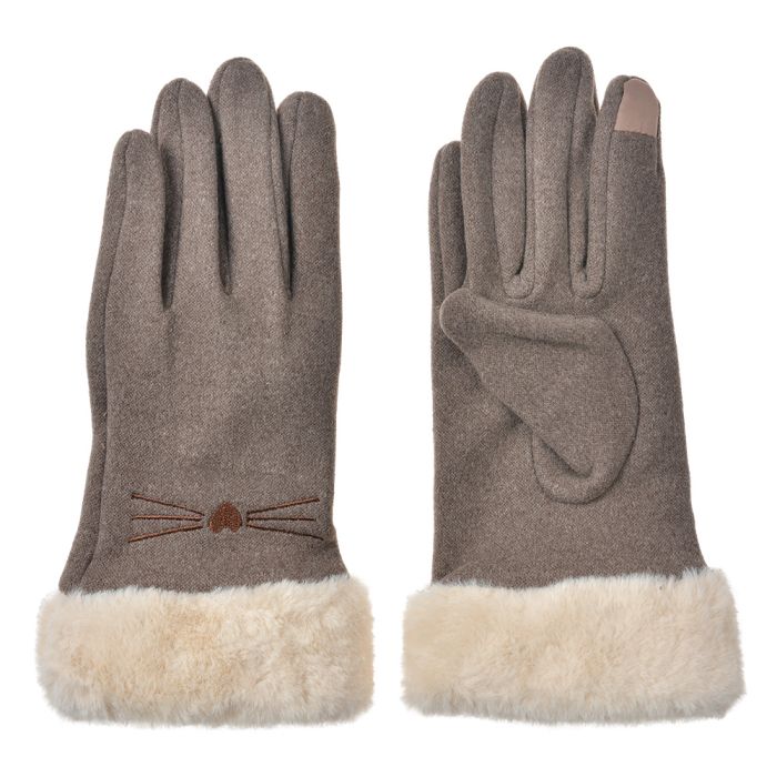 Gloves 9x23 cm brown - set