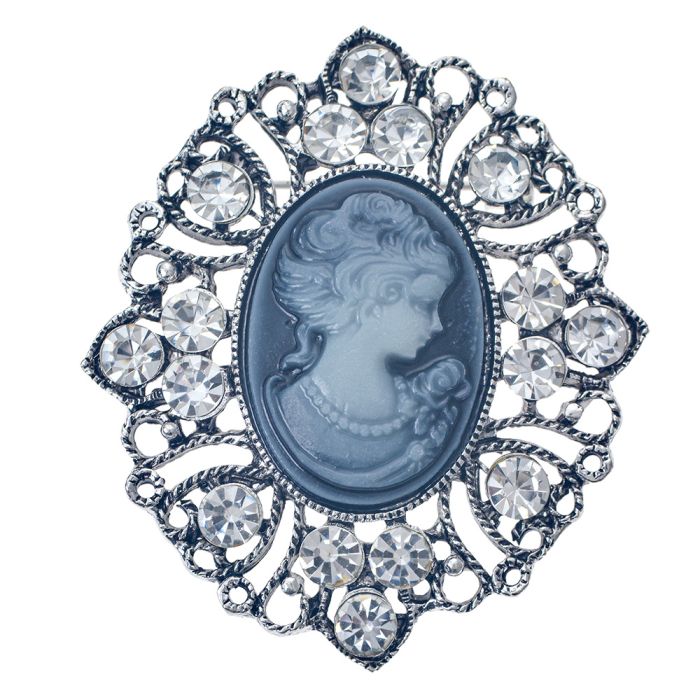 Brooch cameo grey - pcs