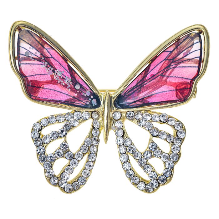 Brooch butterfly pink - pcs