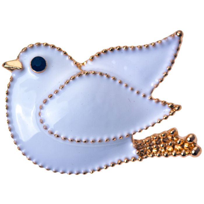 Brooch bird white - pcs