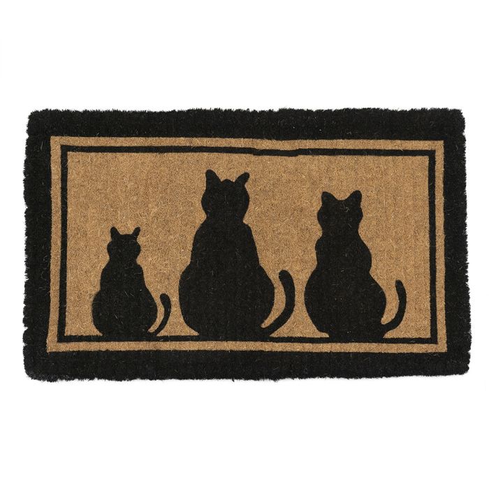 coir doormat handwave 3 cats black 75cm