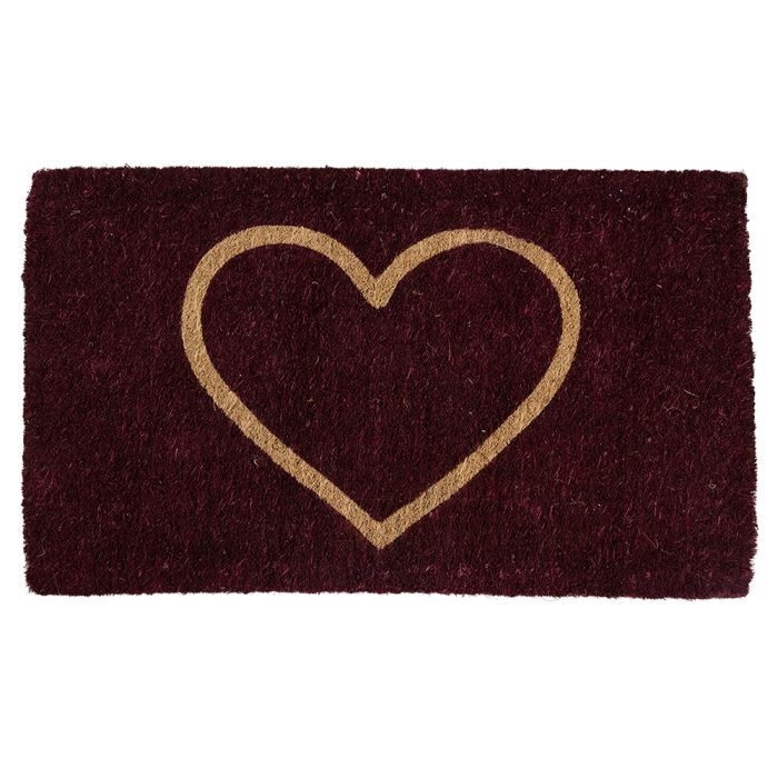 coir doormat handmade heart red 75cm
