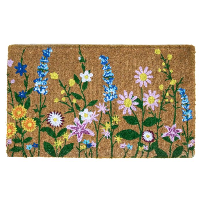 coir doormat handmade wild flowers 75cm