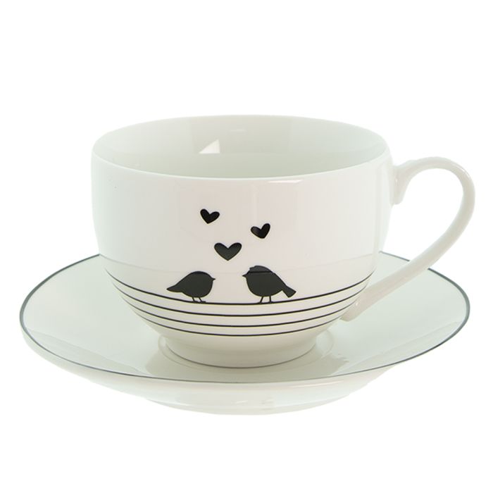 Cup and saucer 12x9x7 cm / Ø 14x2 cm / 220 ml - pcs