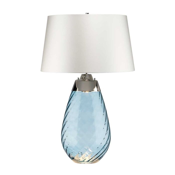Lena 2 Light Large Blue Table Lamp with Off-white Shade